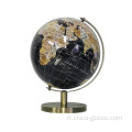 Globe terrestre noir de bureau avec support